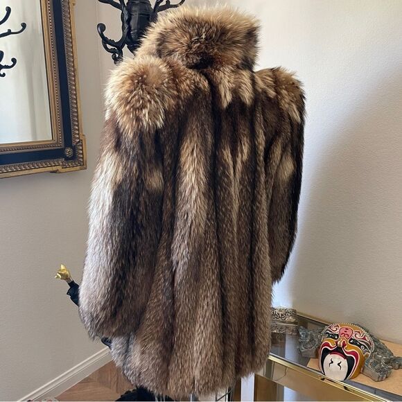 ♥️Luxurious Japanese Tanuki Fur Stroller Coat Vintage 1980s - Picture 14 of 16